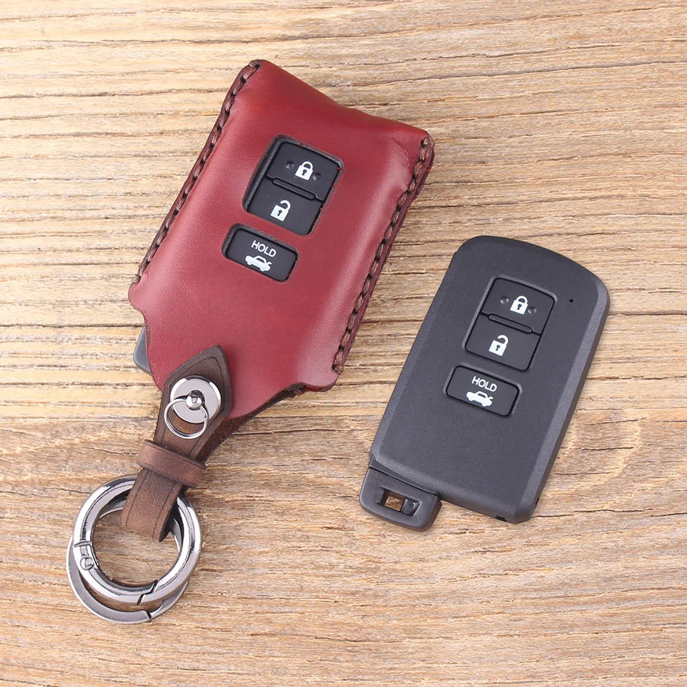 4 Кнопки Чехол для ключей KEYYOU из натуральной кожи с дистанционным управлением для Toyota Camry Avalon RAV4 Хайлендер лэнд крузер Raplacement - Количество кнопок: 4 Кнопки