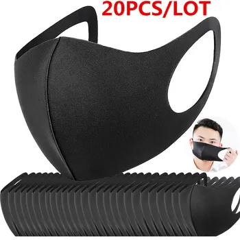 

100/20 Pcs Black Bilayer Sponge Mouth Mask Anti Haze Dust Washable Reusable Double Layer Dustproof Mouth-muffle Wind Proof Mask