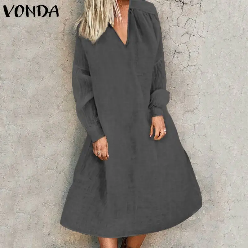 VONDA платье для беременных повседневные свободные длинные платья с длинными рукавами хлопковый пуловер Праздничная юбка платье vestidos robe Femme