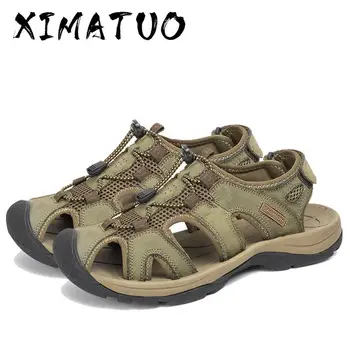 

2020 Fashion Quality Genuine Leather Men Sandals Mesh Soft Fisherman Summer Casual Shoes Man Beach Sandalias Male Shoes