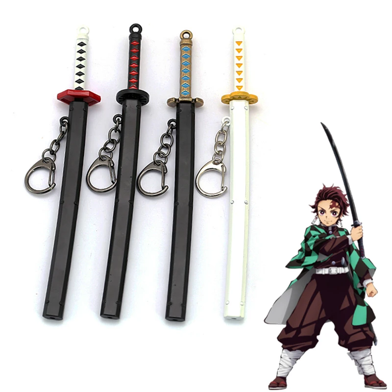 

Anime Demon Slayer: Kimetsu no Yaiba Cartoon Kamado Tanjirou Sword Keychain Blade of Ghost Keyring Weapons Model Cosplay Jewelry
