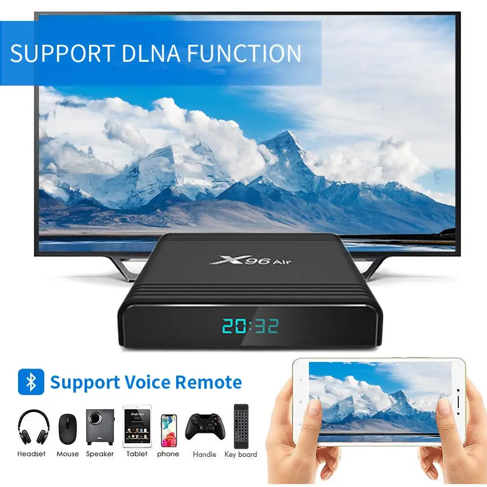 X96 Air Smart tv Box Android 9,0 Amlogic S905X3 4 ГБ 32 ГБ 64 ГБ Android tv Box X96Air 1080P 4K 60fps медиаплеер телеприставка