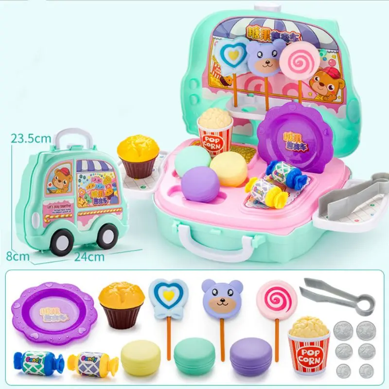 Children Kids Kitchen Kitchenware Make Up Pretend Role Play Toys Playset Travel Case Kit For Boys Girls Educational Gift