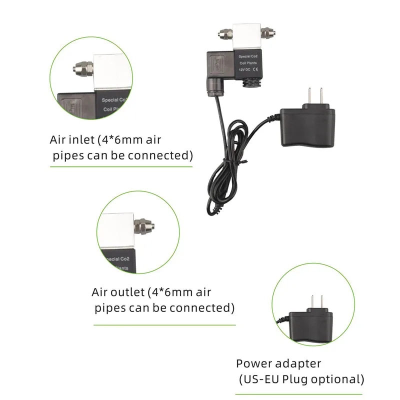 WyinAquarium 1,6 W 110 V-220 V CO2 Магнитная электромагнитный клапан Регулятор низкого Температура CO2 аквариума Электрический электромагнитный клапан - Цвет: W00-04B