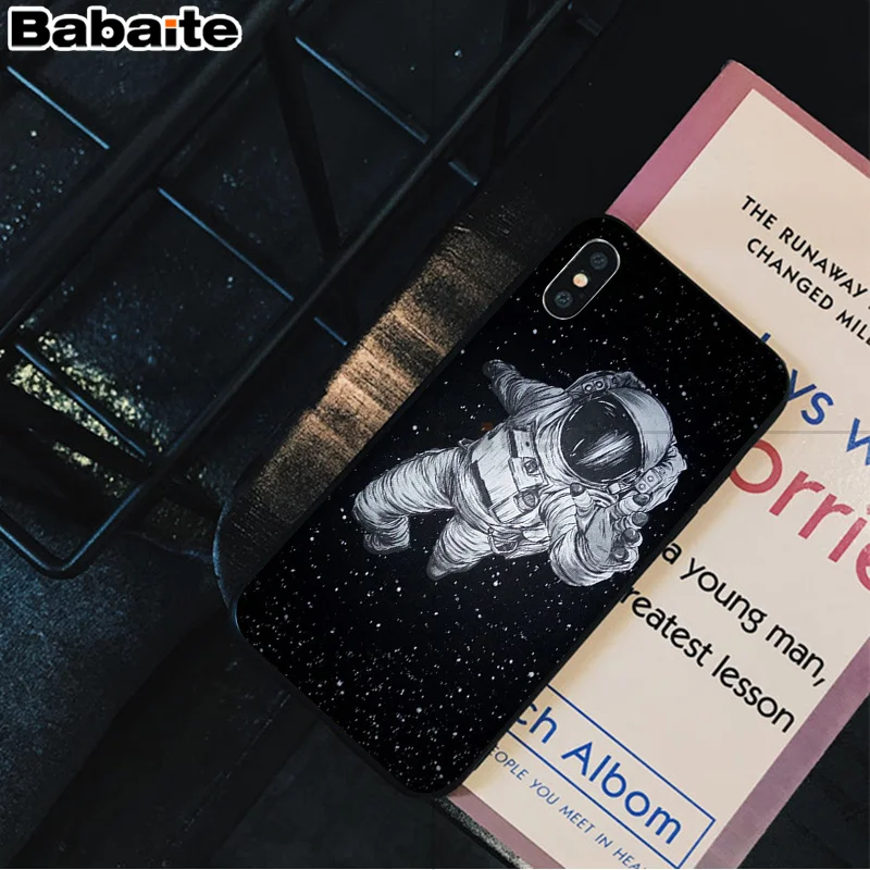 Black White Moon Stars Space Astronaut