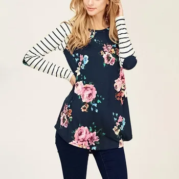 

Women Maternity Clothing Tops Long Sleeve T-shirt Floral Striped Nursing Top T-shirt For Breastfeeding Pregnant Womens #906