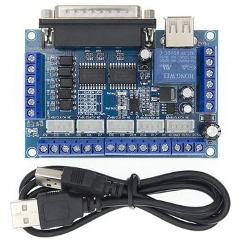 

5 axis CNC Breakout Board Stepper Motor Driver MACH3 Parallel Port Control Module Controller with Optical Coupler USB Cable