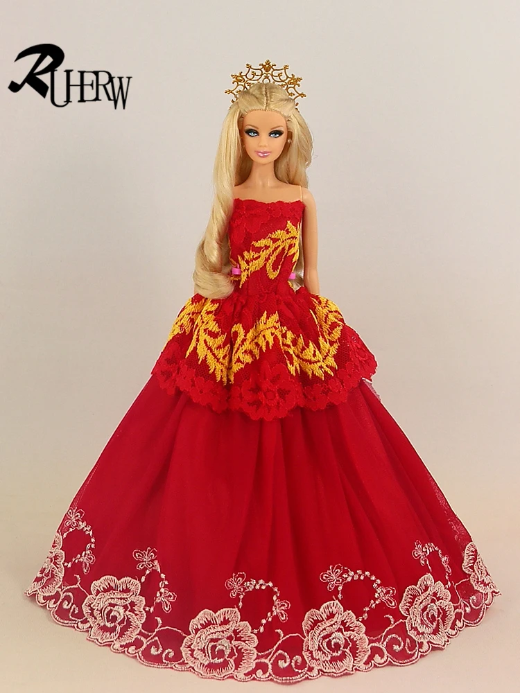 30 шт./лот(платье+ обувь+ вешалки) модное платье принцессы высокое качество вечернее платье Одежда для куклы Барби Случайная