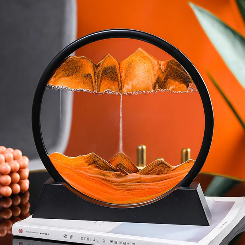 7/12Inch 3D Moving Sand Art Picture Round Glasses Deep Sea Sandscape In Motion Display Flowing Sand Frame Sand Painting