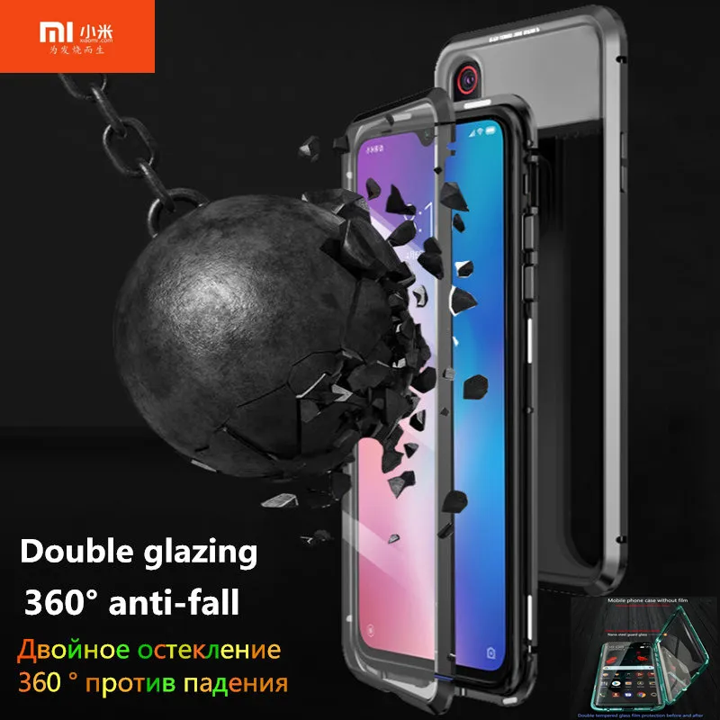 

Original for xiaomi 8 case Double-sided metal magnetic case for mi 9 9se 9T 9t pro k20 k20 pro cc9 cc9e max 3 Redmi note 8/8 pro