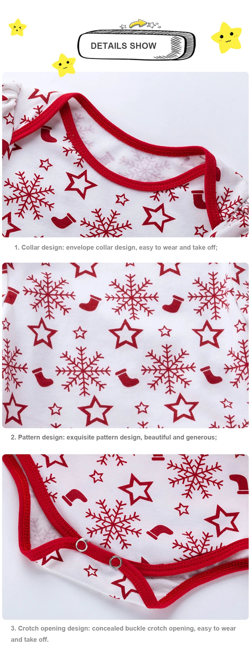 Red Tutu Christmas New 0-2 Year Old Baby Long Sleeved Snowflake Romper Dress Baby Gauze dress four-piece set Baby Girl Clothes