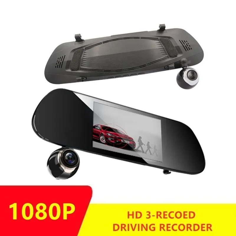 

5 Inch Dash Camera Dual Lens With Rearview Camera Video Recorder Registrator Dvrs Dash Cam Accessories Car DVR 3 Cameras Lens