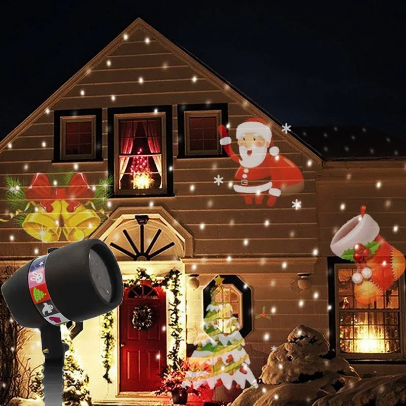 

Christmas 12 Patterns Laser Snowflake Projector Stage Light Waterproof Outdoor LED Disco Lights Star Sky Lamp For Home Garden