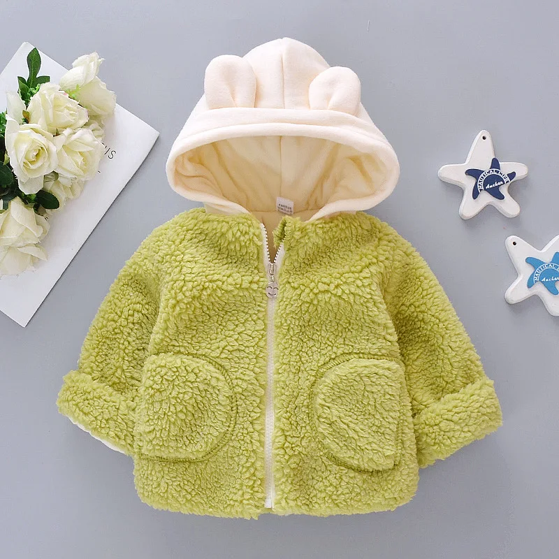 Осенне-зимнее утепленное пальто унисекс высокого качества с капюшоном и карманами, с рисунком медведя куртки для маленьких девочек пальто для малышей возрастом от 1 года до 3 лет