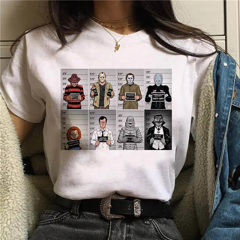 2019 Horror Friends Pennywise Michael Myers Jason Voorhees Halloween Women T-Shirt Top Ouija T Shirt Camiseta Female Shirt