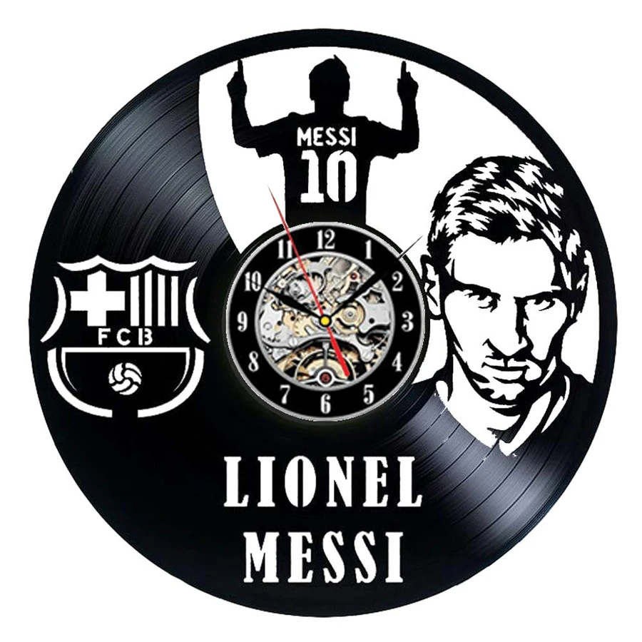 Футболист Messi 10 виниловая запись настенные часы Играть Футбол на спортивную тему Часы настенные домашние декоративные часы Подарки для любителей футбола