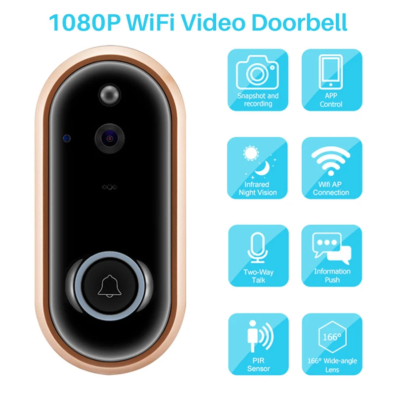 Беспроводной дверной звонок Vikewe с Wi-Fi камера 1080P двусторонняя видеодомофон