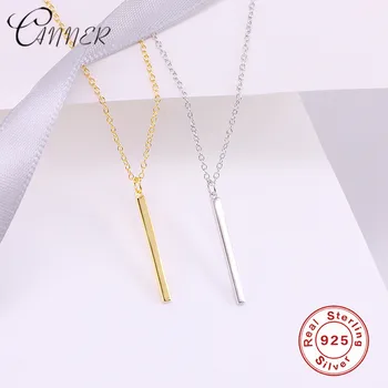 

CANNER Vertical Bar Necklace 925 Sterling Silver Gold/Silver Pendant Necklace For Women/Men Anniversary Gift Collares Bijoux