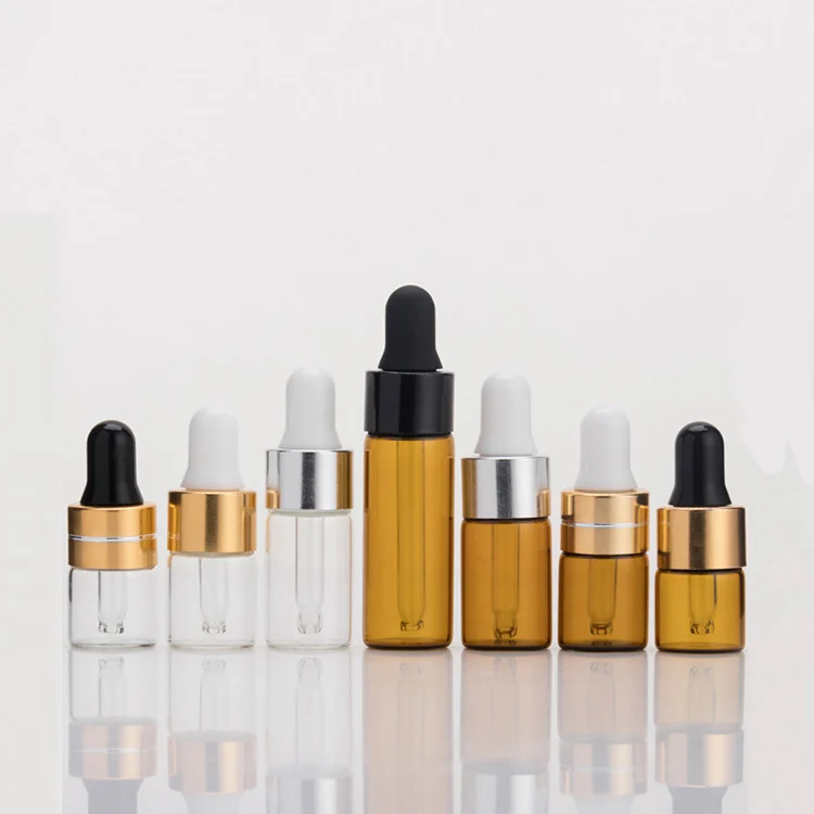 

50 шт./лот оптовая продажа 1 2 3 5 мл пустые янтарные прозрачные стеклянные флаконы с пипеткой для упаковки эфирных масел Doterra