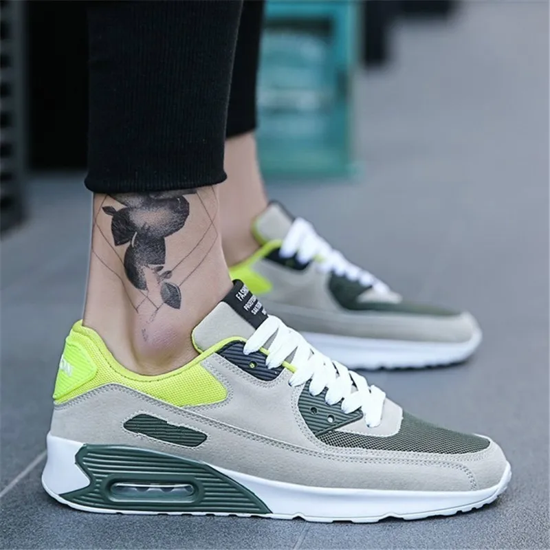 Синий Popular Fashion Casual Shoes for Men Air Cushion Sneakers Man Lace-up Breathable Max Walking Trainer Male Tenis Feminino - Цвет: Синий