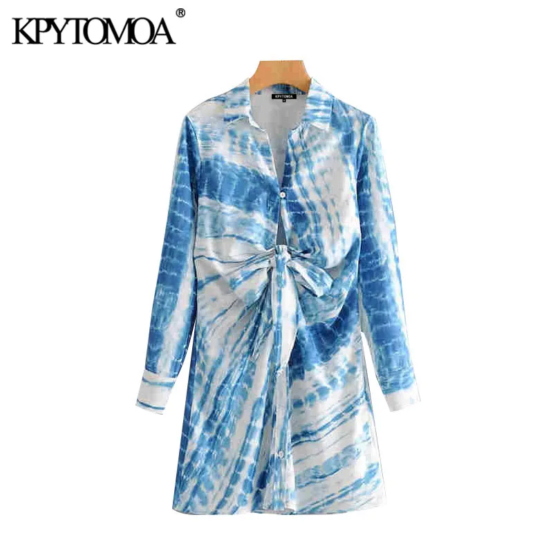 KPYTOMOA Women 2020 Chic Fashion Print Draped Mini Dress Vintage Lapel Collar Long Sleeve Female Dresses Vestidos Mujer KPYTOMOA Women 2020 Chic Fashion Print Draped Mini Dress Vintage Lapel Collar Long Sleeve Female Dresses Vestidos Mujer