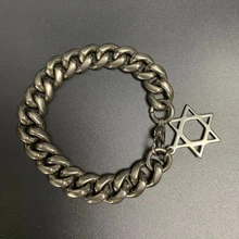 Шестиконечная звезда чистого титана мужской браслет второй в мире по величине 13,5 мм