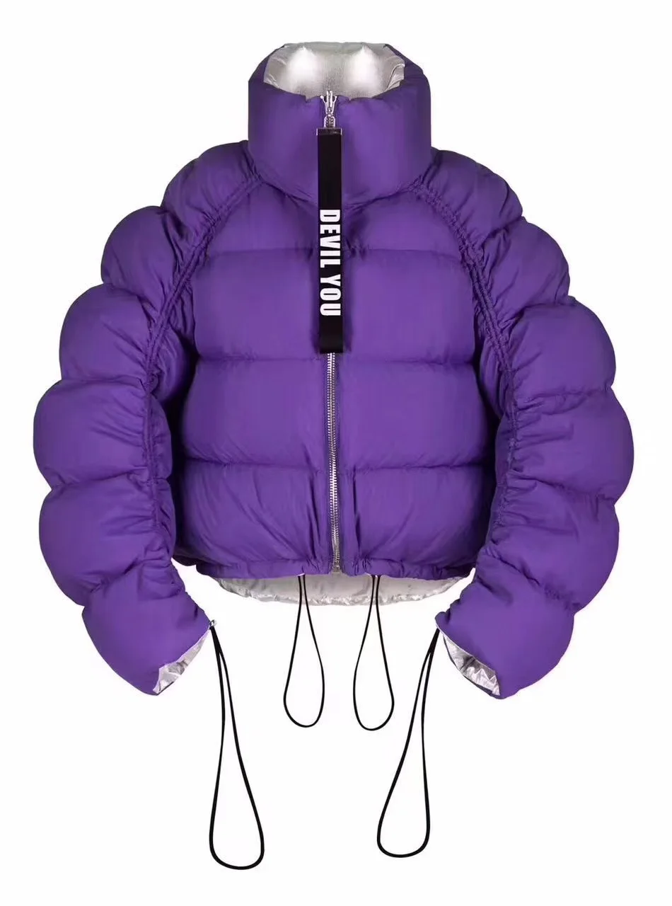 

Solid Color Down Coat Reversible Jacket Short Down Jacket Loose Warm Outwear