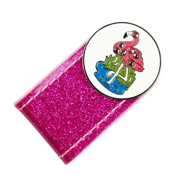 flamingo markers PINMEI сверкающий ПВХ магнитный зажим для шляп для гольфа, набор для шариковых знаков, Кристалл Гольф-маркер с зажимом для кепки, аксессуары, подарки для леди и детей - Цвет: flamingo markers