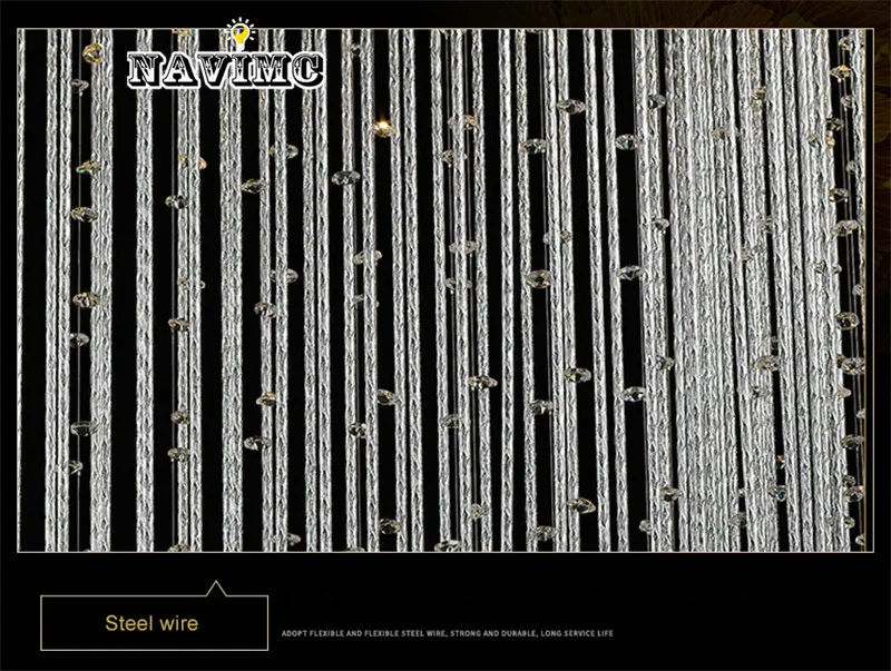 Современный светодиодный занавес s-типа, простая хрустальная люстра из нержавеющей стали для украшения виллы отеля