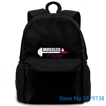 

Muscles and Mascara Quote Fitness Gymer Workout Ladies Round Collar women men backpack laptop travel school adult