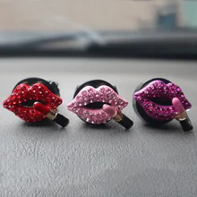 Автомобильный Вентиляционный Выход твердый парфюм клип сексуальная губная помада с бриллиантами Форма освежитель воздуха автомобиль Стайлинг