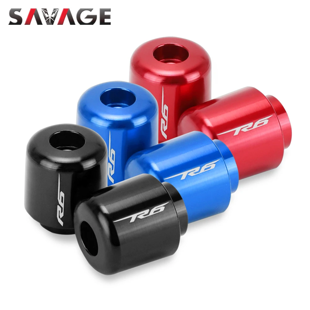 blue Motorcycle Bar End Plug Handlebars End Caps Grips for Yamaha YZF R1 suit for all 7/8 Bar End Caps Worldmotop 