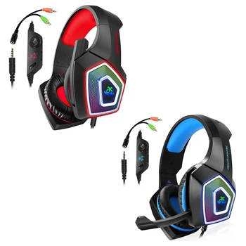 

Hunterspider Gaming Headset For PS4, 3.5Mm Stereo Sound Cable Headset With Microphone Colorful LED Light Headphones For Laptop,