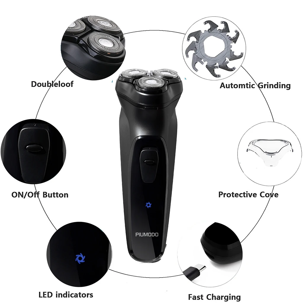 Electric Shaver Men  Razor 3 Blades Portable Beard Trimmer Cutting Machine For Shaving Type-C USB Rechargeable 2