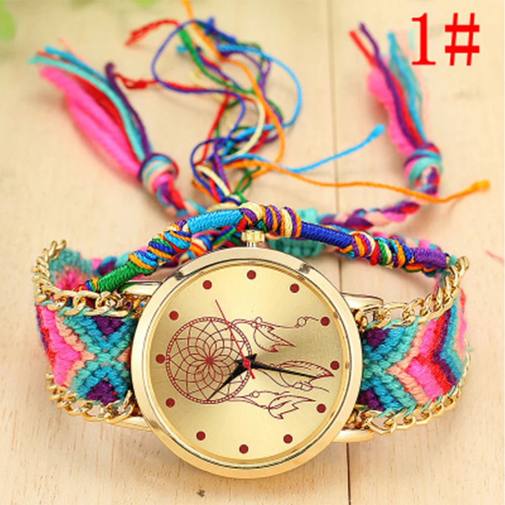 

Simple Women Watches Ribbon Bracelet Ladies Watch Handmade Braided Dreamcatcher Bracelet Luxury Rope Quarzt Watch Friend Gifts