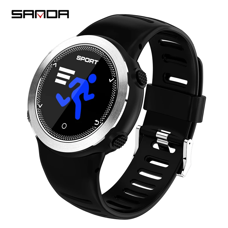 SANDA HZ181 Здоровый Спортивный Браслет Компас Bluetooth IP68 Водонепроницаемые часы многофункциональные умные напоминающие часы Relogio Masculino - Цвет: Серебристый
