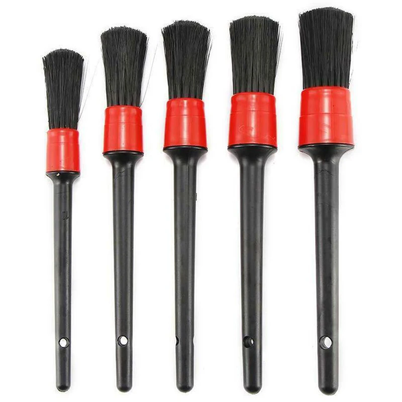 1pc Car Detailing Brush Cleaning Natural Boar Hair Brushes Car Auto Detail ToolsSponges, Cloths