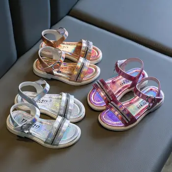 

PU Leather Girls Shoes kids Summer Baby Girls Sandals Shoes Skidproof Toddlers Infant Children Kids Shoes Pink Gold Silvers