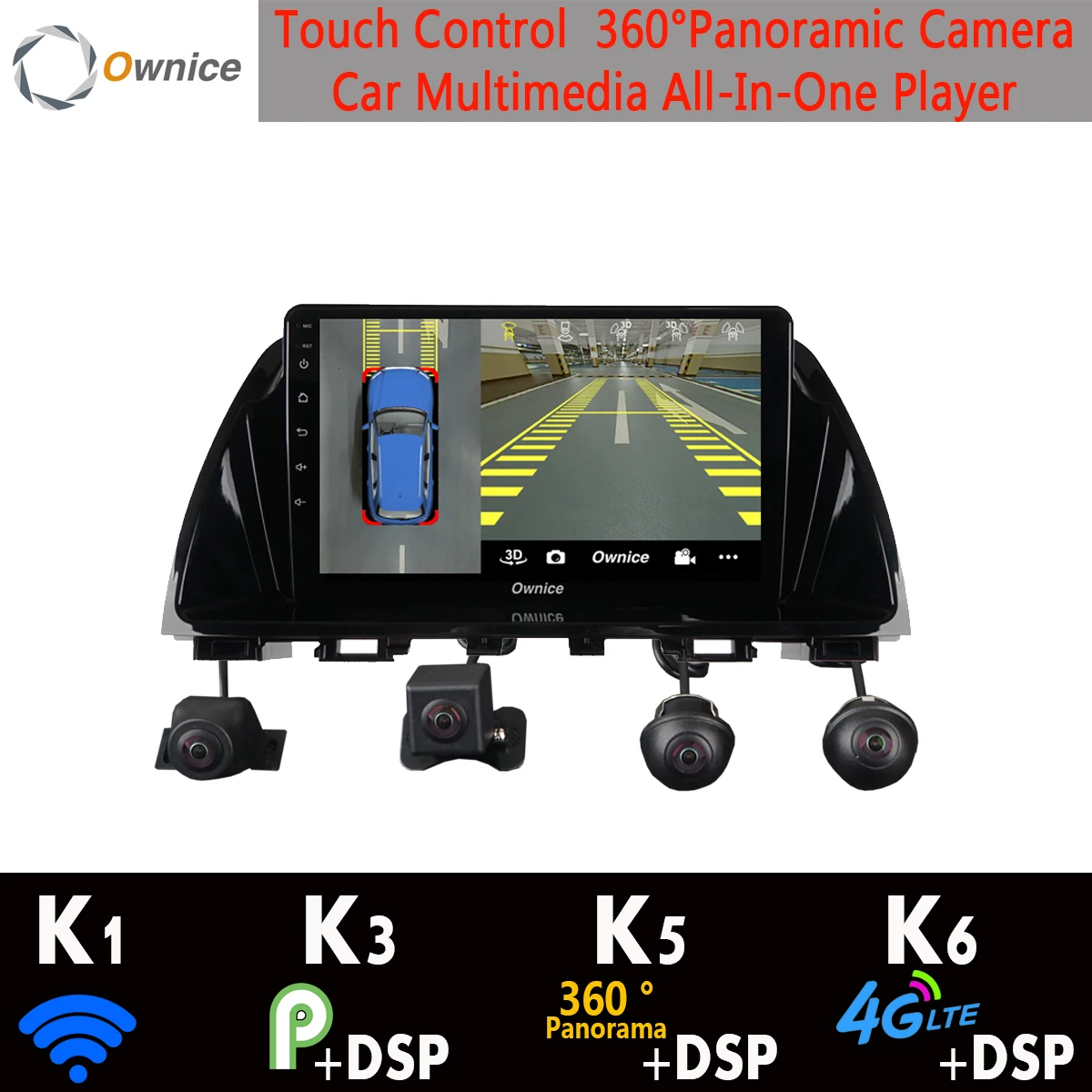Автомобильный мультимедийный плеер 1 Din с камерой 360 ° Android 9 0 64 ГБ SPDIF DSP CarPlay GPS