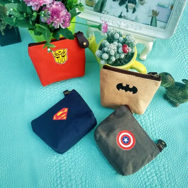 

Creative Hero Canvas Change Wallet Mini Key Bag Personality Small Zipper Coin Bag Bank Card Storage Bag Child Boys Girl Gift
