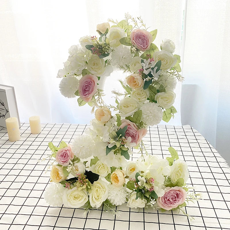 

Silk Rose Letters Number for Baby Shower Birthday Decor Creative Artificial Flower Wedding Background Wall Party Event Decor