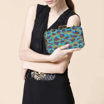 

Ethnic Peafowl Women Evening Clutch Bag Chain Shoulder Messenger Handbags