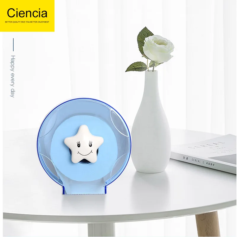

Plastic Drum Tissue Box Hole Punched Waterproof Large Roll Paper Holder Hotel Toilet Paper Box Wall Hanging Toilet Paper Holder