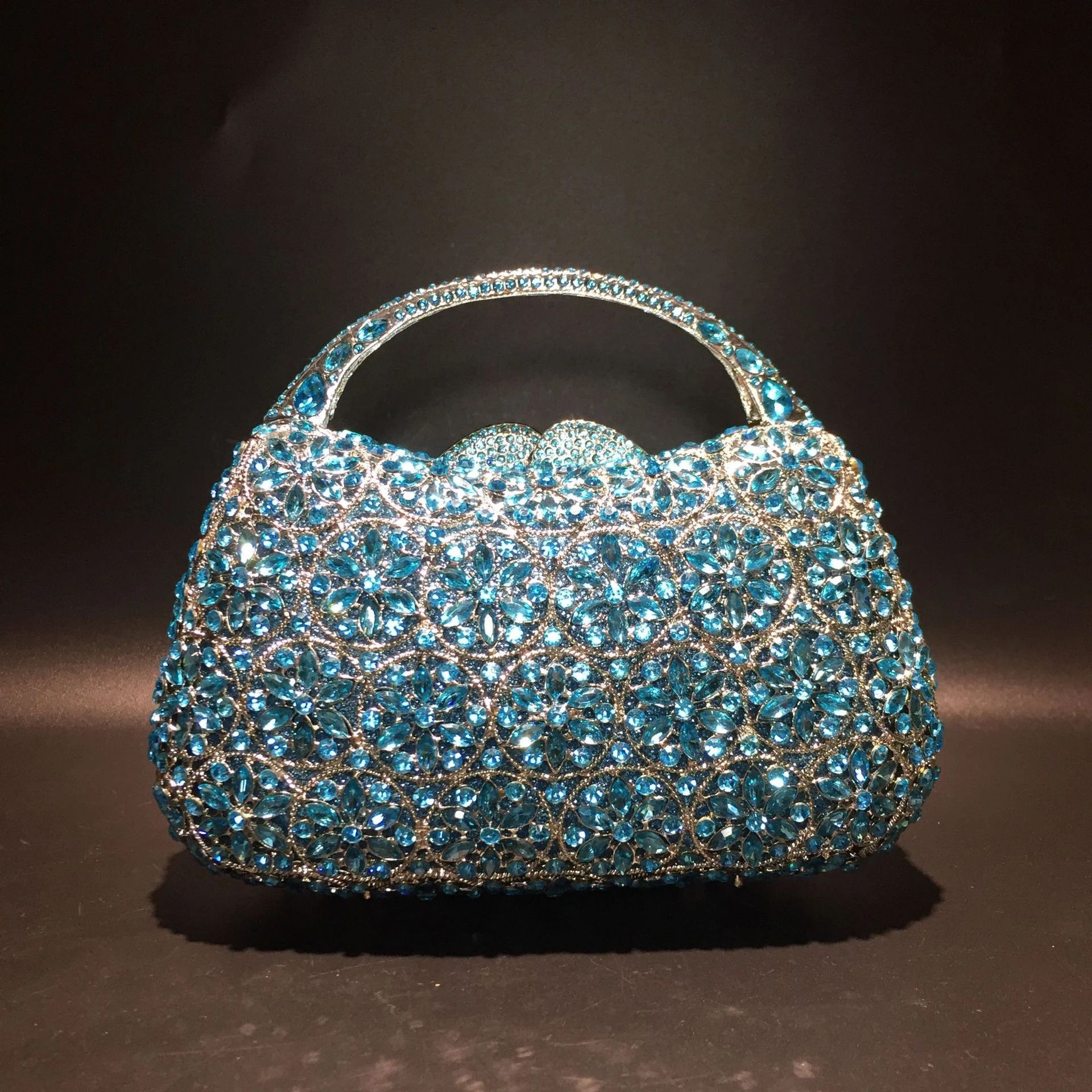 Bolso de mano cristal para mujer, de mano de azul/dorado/plateado con piedras, noche, boda, fiesta, cóctel| | - AliExpress