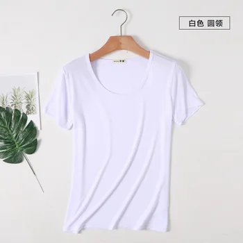 

2018 women's T-shirt cotton solid color short sleeve T-shirt women