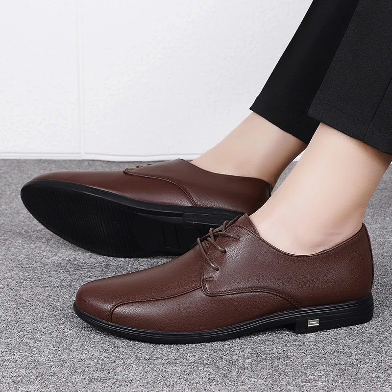 

High Quality Italian Genuine Leather Shoes Men Fashion Business Men Oxford Shoes For Suit Wedding Flat Dress Party Shoes
