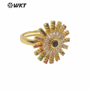 

WT-MR015 Amazing tiny delicate colorful cubic zircon ring women fashion gold electroplated women ring for office lady ring