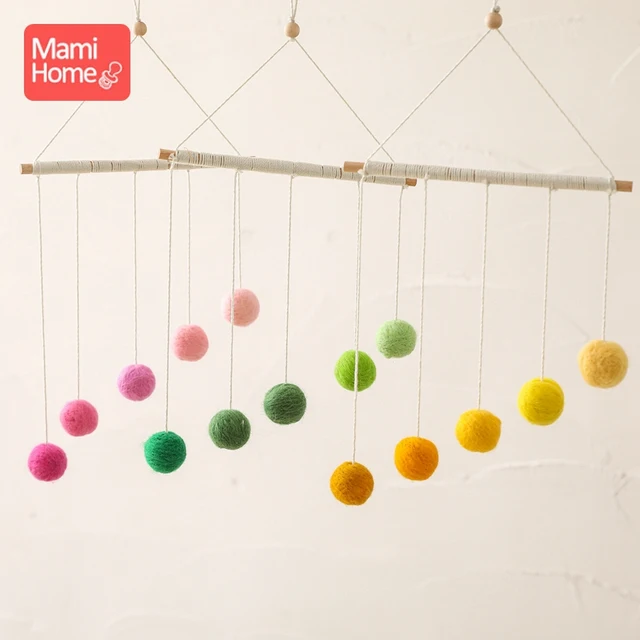 Baby Montessori Plush Ball Mobile Toy Newborn Colorful Hanging Crib Toy Visual Sensory Game Color Cognitive Educational Toys 1