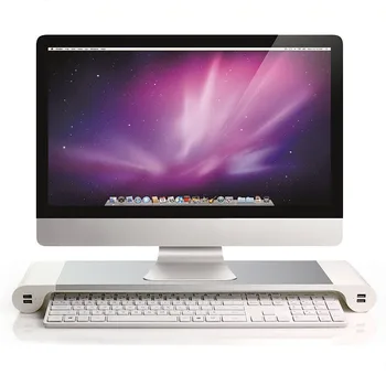 

Aluminum Desktop Monitor Notebook Laptop Stand Space Bar Non-slip Desk Riser with 4-ports USB charger for iMac, Pro, Air
