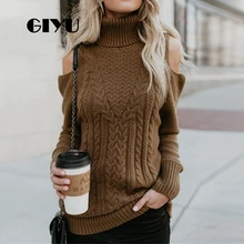 ^^Best Offers GIYU Twist Knitted Sweater Long Sleeve Cold Shoulder Casual Loose Turtleneck Sweaters Female Pullover sueter mujer invierno 2019 ^^Best Offers GIYU Twist Knitted Sweater Long Sleeve Cold Shoulder Casual Loose Turtleneck Sweaters Female Pullover sueter mujer invierno 2019